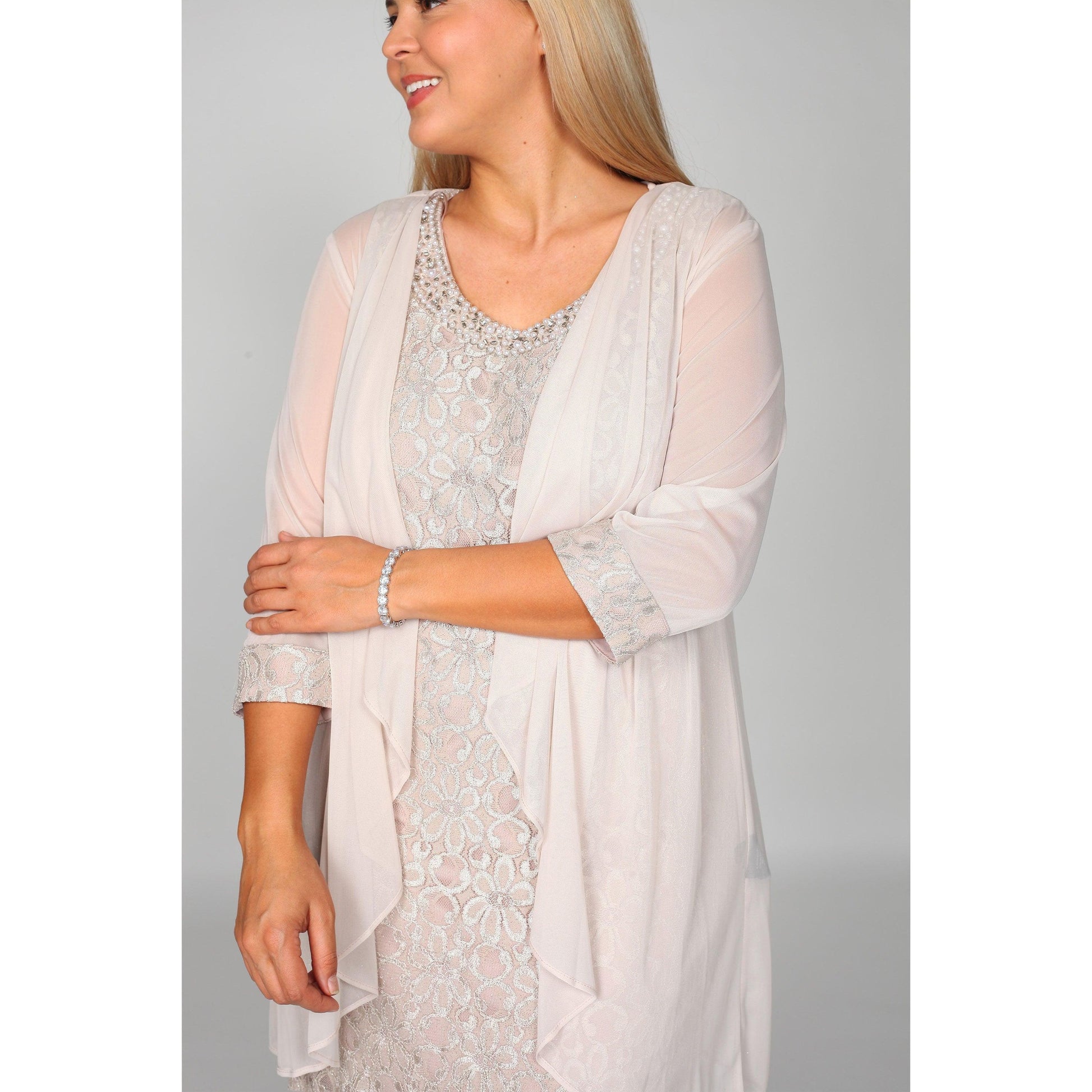 R&M Richards Short Lace Mother of the Bride Plus Size Dress