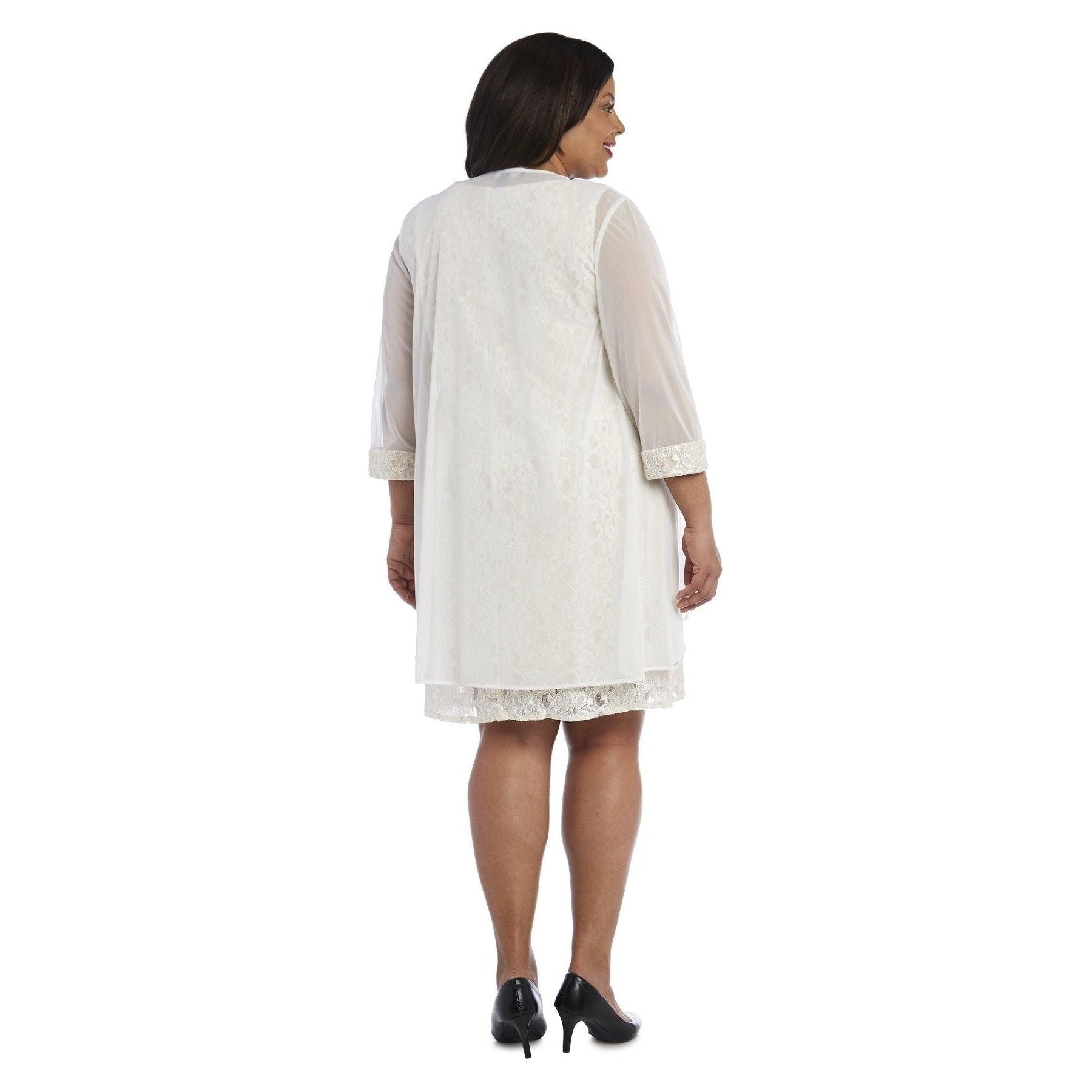 R&M Richards Short Lace Mother of the Bride Plus Size Dress