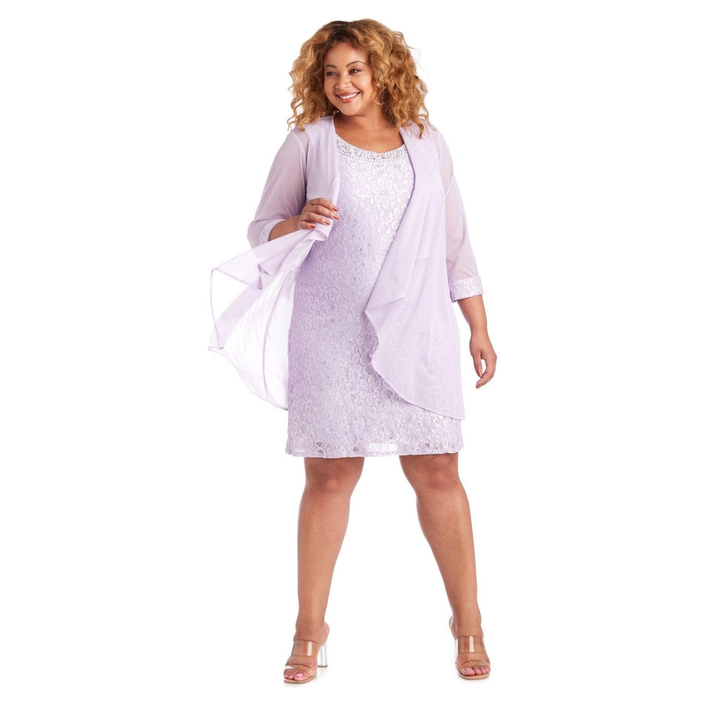 R&M Richards Short Lace Mother of the Bride Plus Size Dress