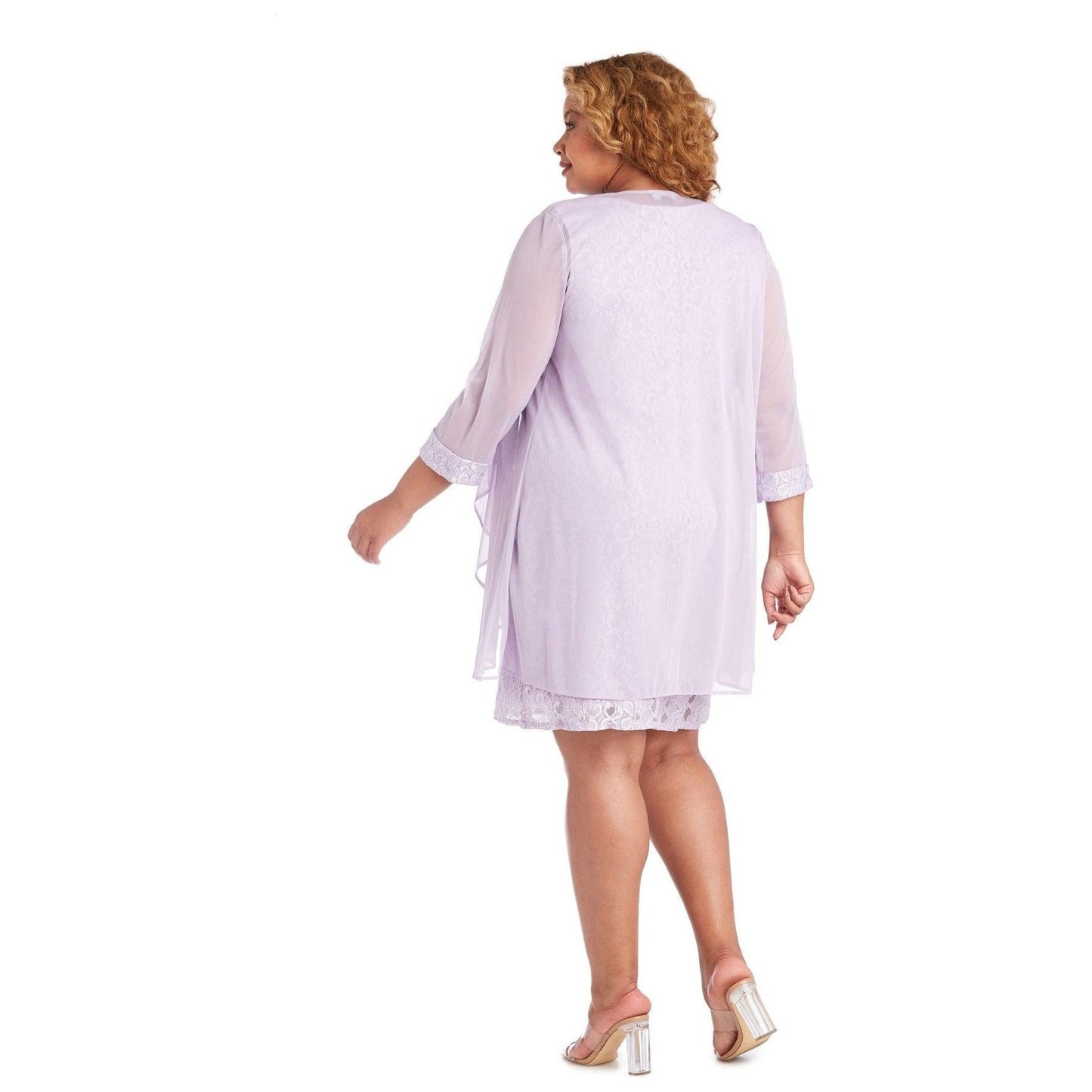 R&M Richards Short Lace Mother of the Bride Plus Size Dress