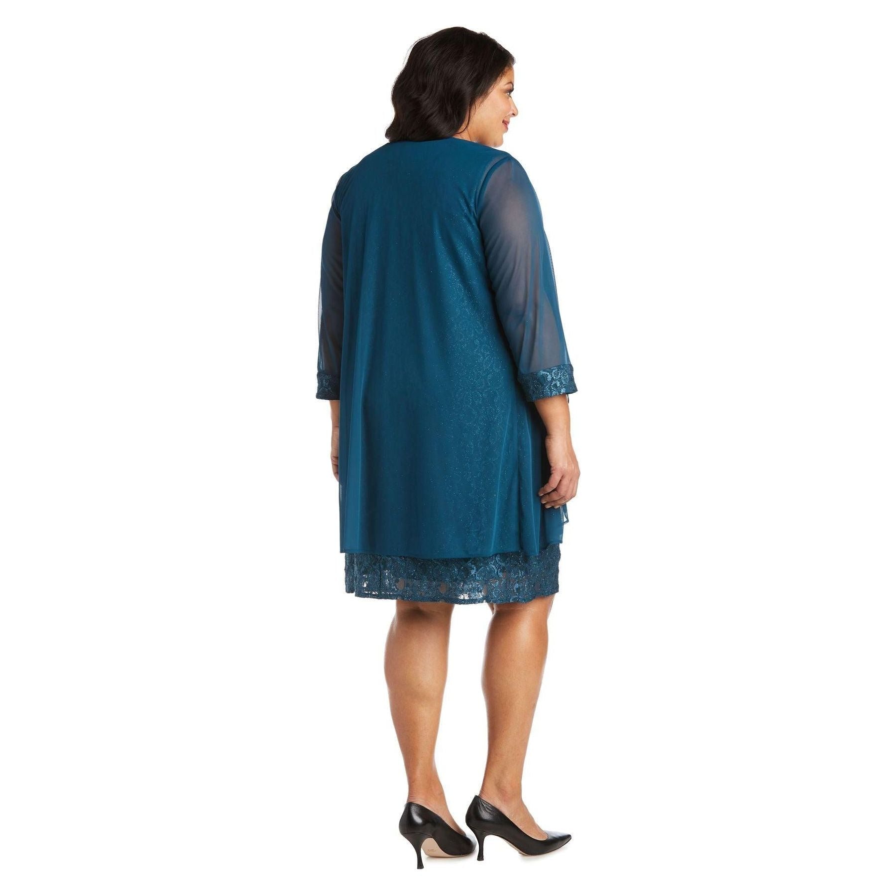 R&M Richards Short Lace Mother of the Bride Plus Size Dress