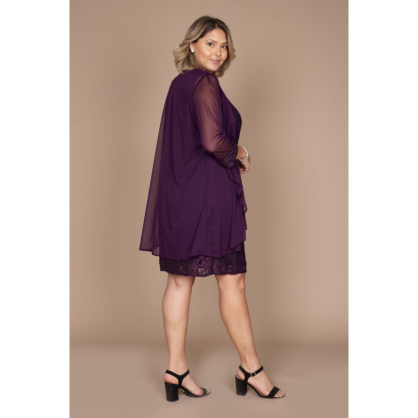 R&M Richards Short Lace Mother of the Bride Plus Size Dress