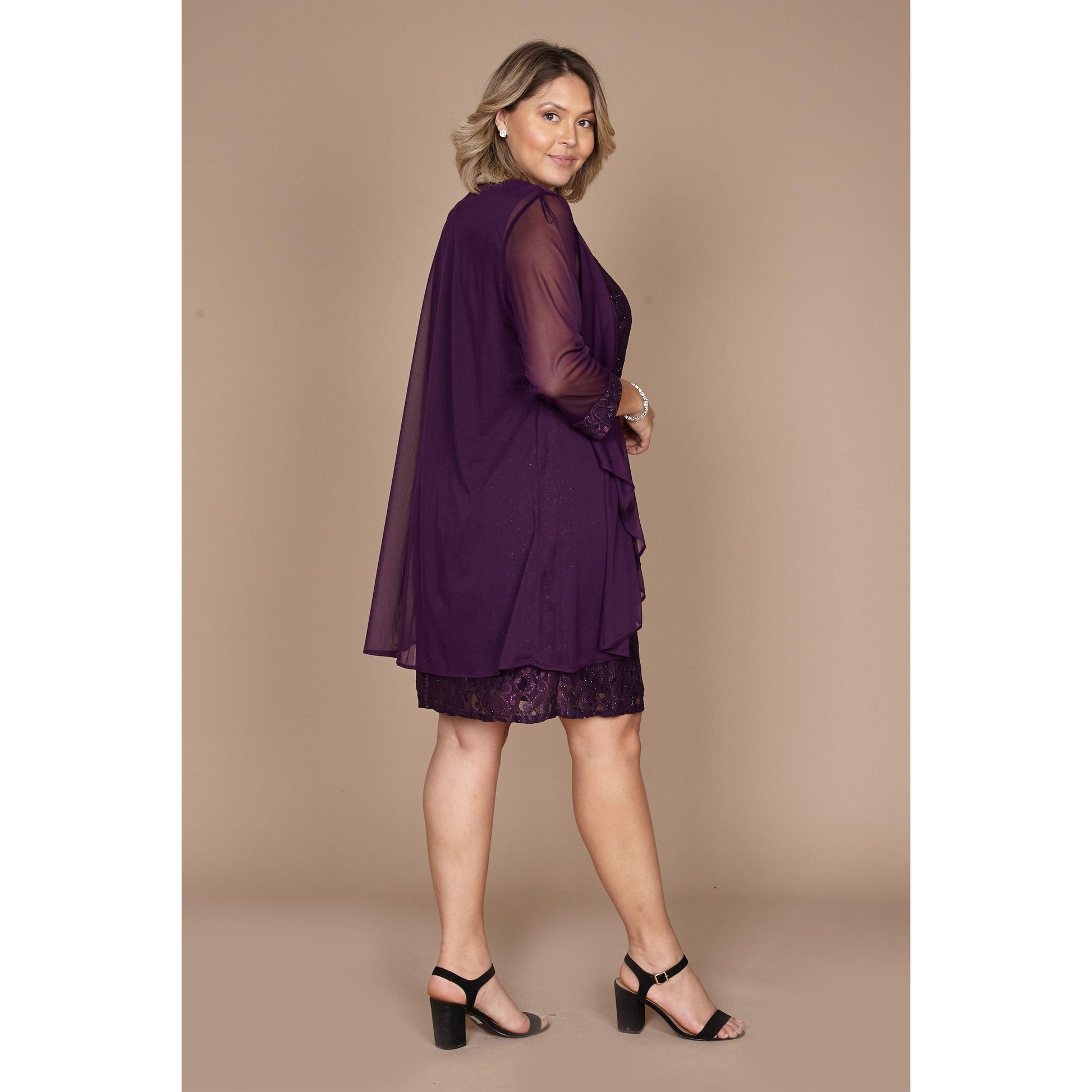 R&M Richards Short Lace Mother of the Bride Plus Size Dress