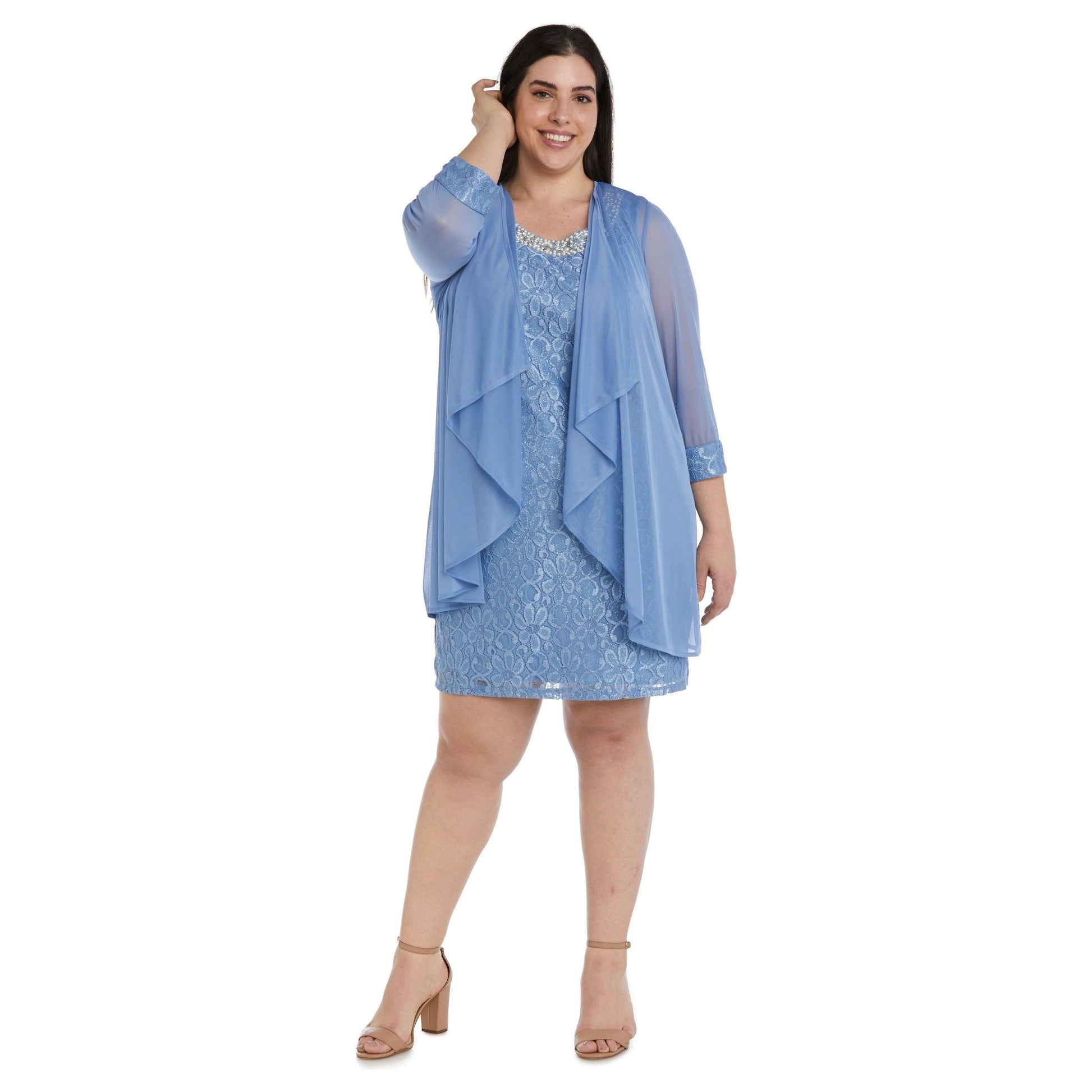 R&M Richards Short Lace Mother of the Bride Plus Size Dress