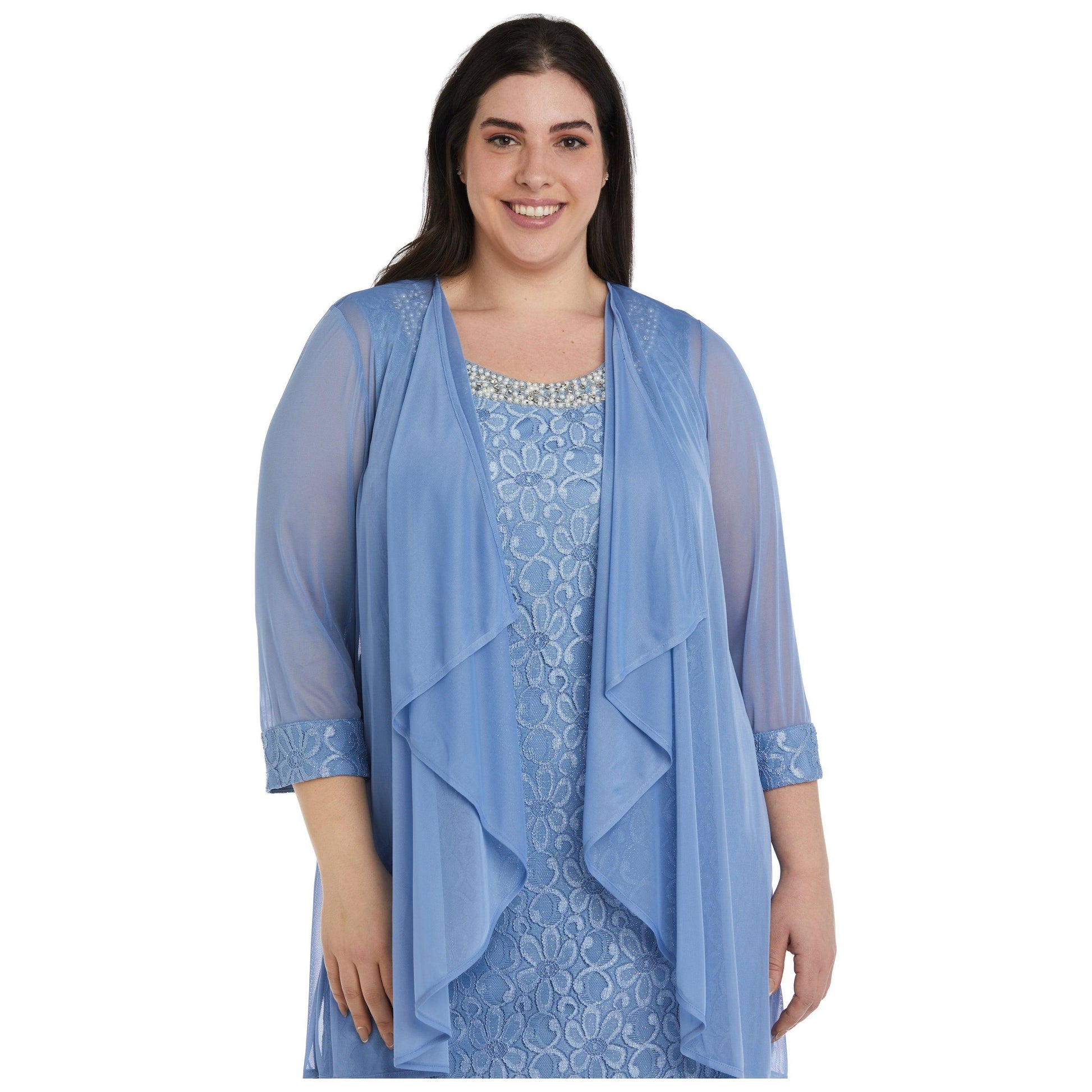 R&M Richards Short Lace Mother of the Bride Plus Size Dress