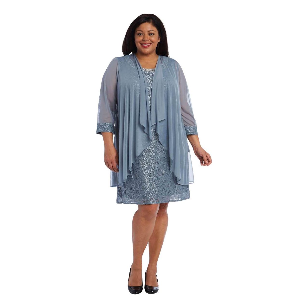 R&M Richards Short Lace Mother of the Bride Plus Size Dress