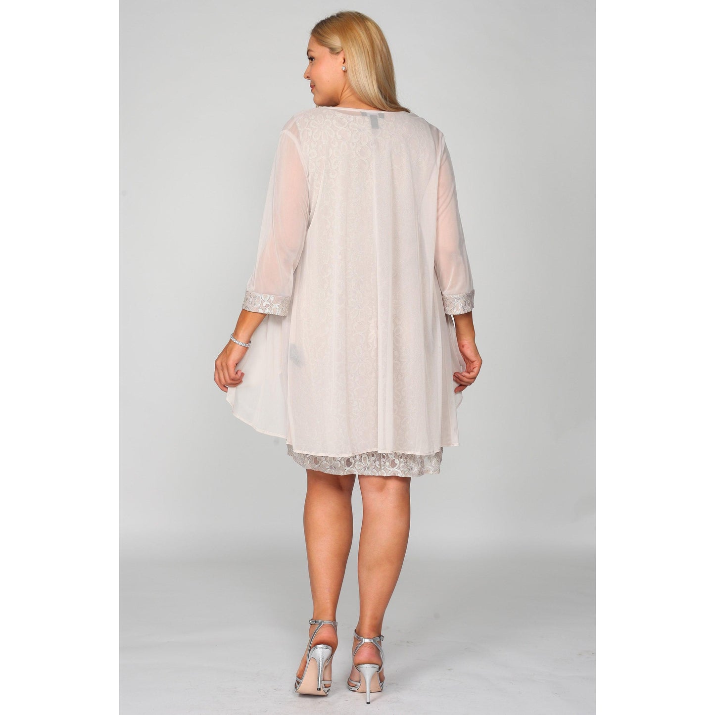 R&M Richards Short Lace Mother of the Bride Plus Size Dress