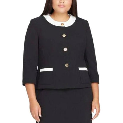 Tahari Plus Size Long Sleeve Crepe Twill Skirt Suit